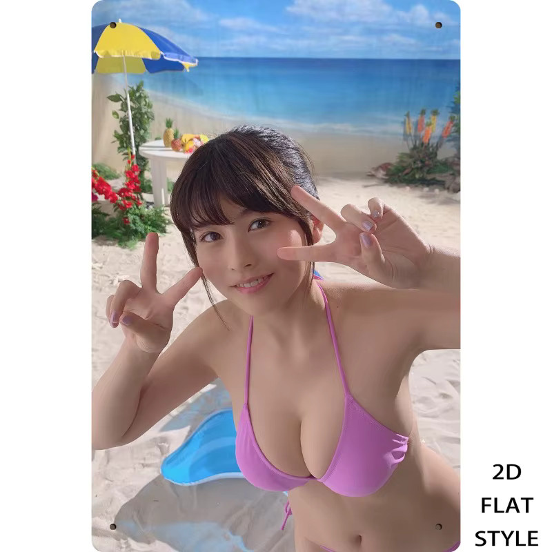 Retro-Metallschild CIFBUY Strand-Bikini-Positur als 2D-Wanddekoration aus Eisen, Mehrfarbig, Breite: 20,32 cm, Höhe: 30,48 cm - Bild 4