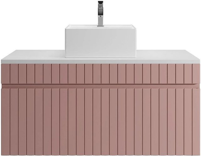 Vente-unique Einzelwaschtisch Satara in Puderrosa mit Streifenoptik, Breite: 100 cm - Bild 1