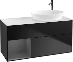 V&B Waschtischunterschrank Finion mit Wandbeleuchtung, Blau lackiert, Breite: 120 cm, Tiefe: 50,1 cm, Höhe: 50,1 cm - Bild 1