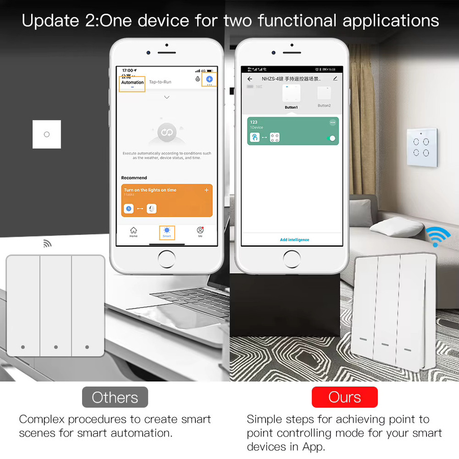 MOES Tuya ZigBee Kabelloser 9-Szenen-Schalter Drucktastenschalter in Weiß für Smart Life App Automatisierung - Bild 2