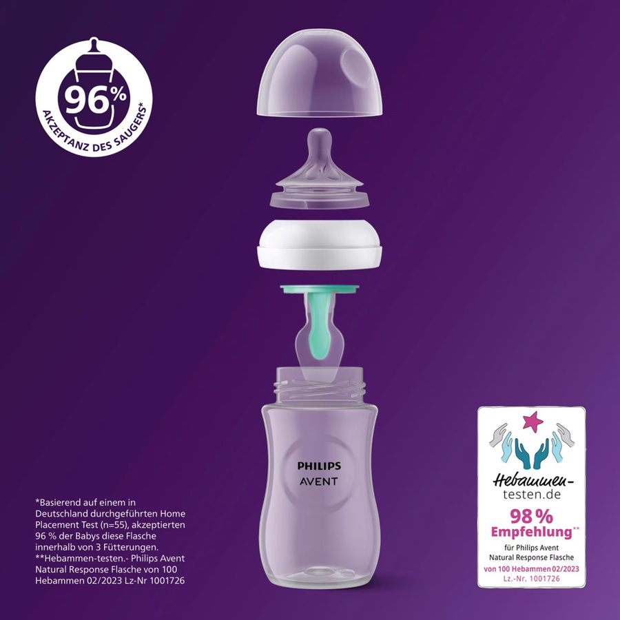 Philips Avent 6-tlg. Babyflaschen-Set Natural Response AirFree mit Anti-Kolik-Ventil, BPA-frei, transparent - Bild 2