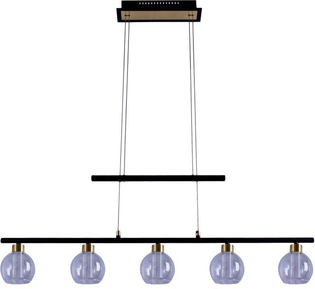 Näve LED-Pendelleuchte Brass in Schwarz und Gold mit Glas und Metall, B/T/H: 10 x 90 x 150 cm - Bild 1
