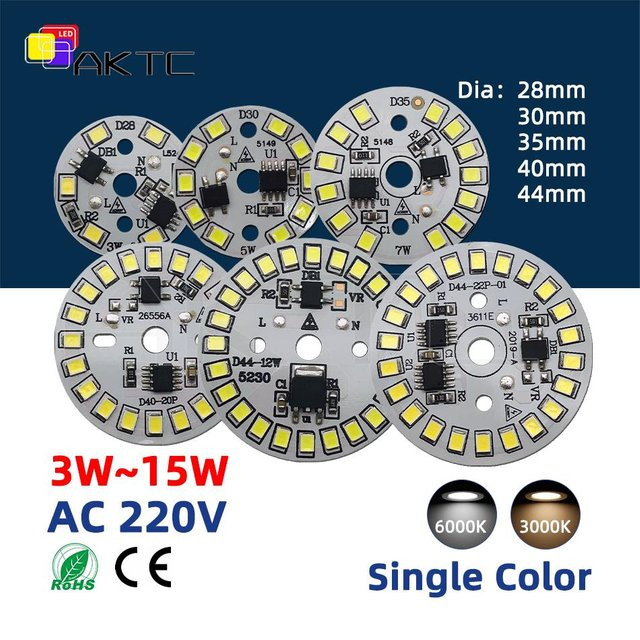 ankatec LED-Lichtplatine mit 2835-SMD-Chips, runde Aluminium-Platte, warmweiß, 5 W, 220 V AC, Smart IC ohne Treiber - Bild 1