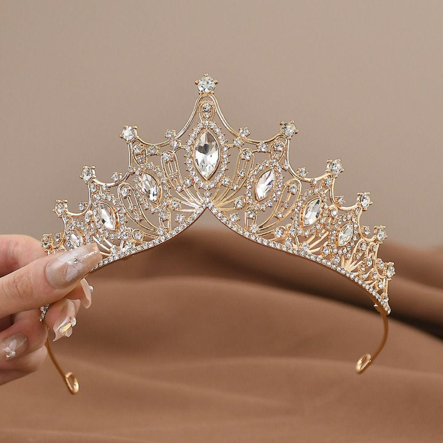 Xeefansee Braut Krone, Zinklegierung, Kristall, Gold, Damen - Bild 1