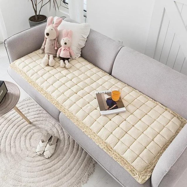 Sofakissen aus reiner Baumwolle in Grau, quadratische Mantou-Matte mit Anti-Rutsch-Pad, B/B/H: 45 x 45 x 1 cm - Bild 1