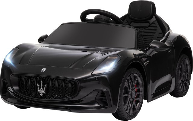 AIYAPLAY Maserati Gran Turismo Folgore Elektroauto, 12V, mit Fernbedienung, LED-Scheinwerfern, Musik, ab 3 Jahre, Schwarz - Bild 1