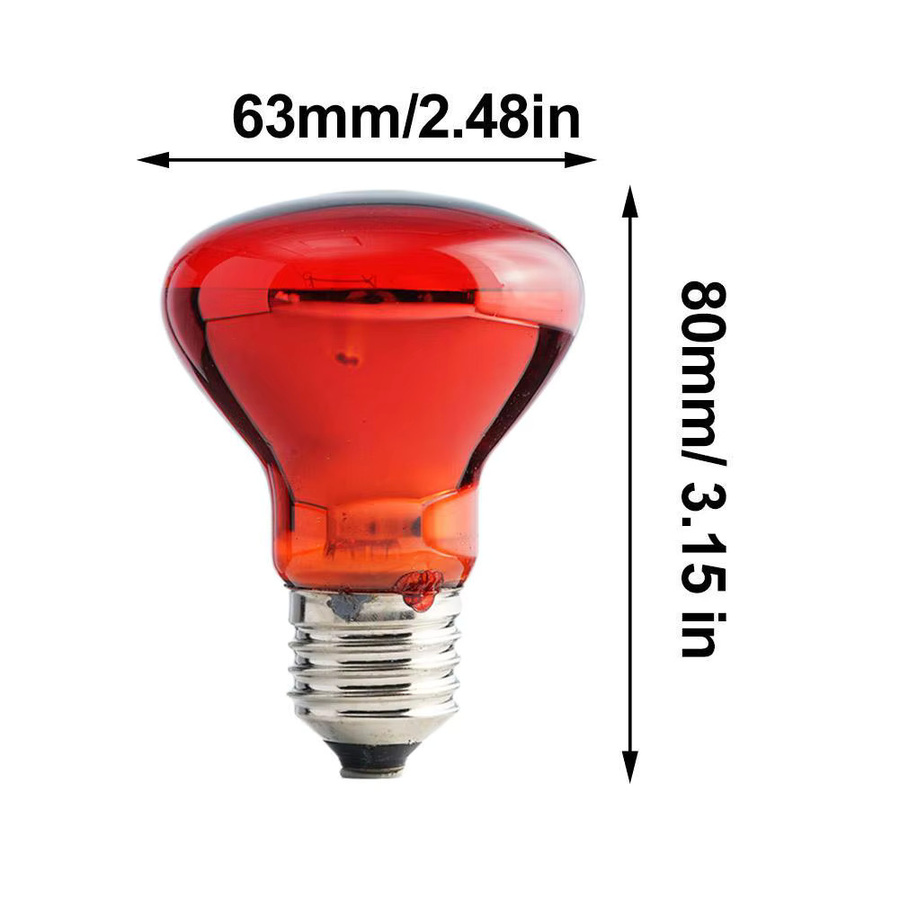 Infrarot-Heizlampe E27 für Reptilien, Pflanzen und Geflügel, 25W-100W, Rot - Bild 3