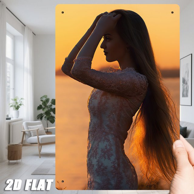 Vintage Metallschild HELLOYOUNG mit Sonnenuntergang-Szene, Rechteckiges Eisenposter in Multicolour, Breite: 20,32 cm, Höhe: 30,48 cm - Bild 1