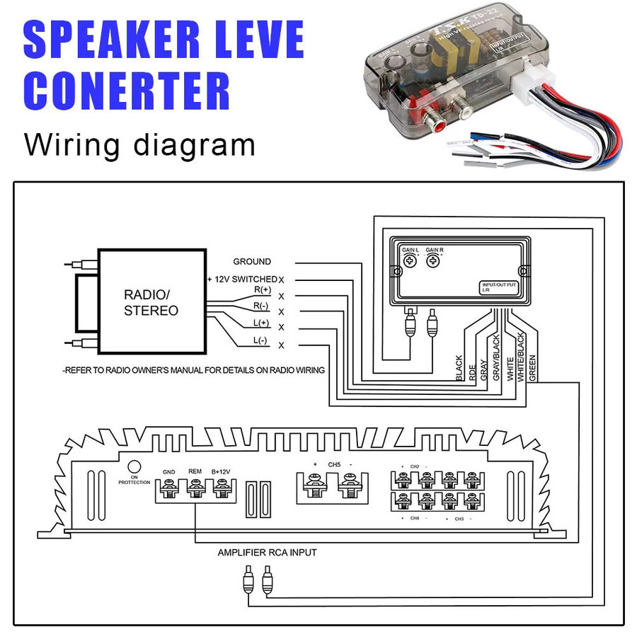 Universal RCA Line Level Converter Adapter für Auto Car Audio 12V - Bild 3