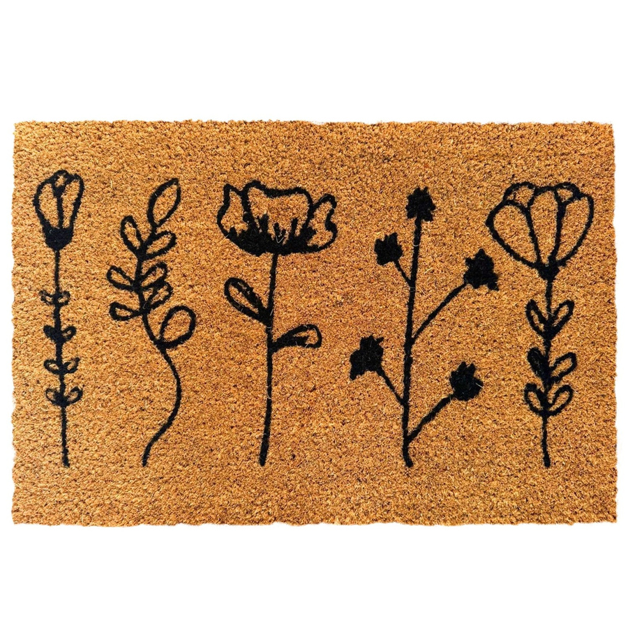 Relaxdays Fußmatte aus Kokosfaser und PVC mit Pflanzenmotiv in Beige, rutschfest und witterungsbeständig, B/T/H: 60 x 40 x 1,5 cm - Bild 2