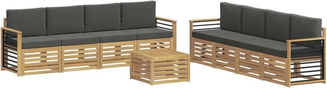 vidaXL Sofagarnitur aus Akazienholz mit 9-teiligem Set in Weiß und Anthrazit mit UV-beständigem Polyester-Bezug - Bild 1