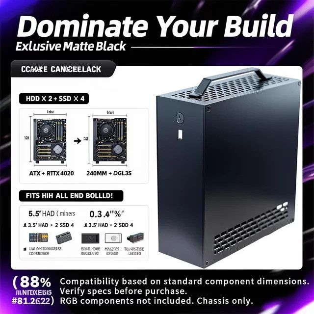 XMSJ ITX-Gehäuse Mini A24-V5 und A24-V3 Dual-Slot Single Display 1u Netzteil Schwarz - Bild 1