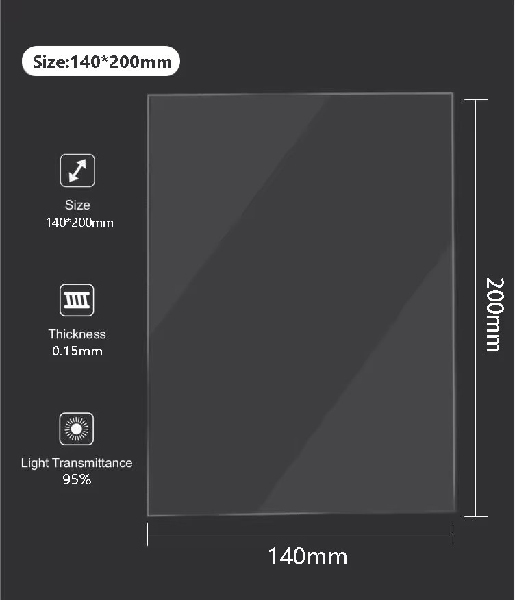 5er-Set Anycubic FEP-Film für Anycubic Photon S und Elegoo Mars, 0,15 mm Dicke, transparent, B: 20,0 cm x T: 14,0 cm - Bild 4