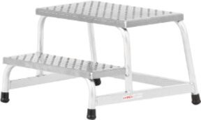 Hymer Maschinentritt R13 Plattformleiter aus Aluminium in Silber, 2 Stufen, B/T/H: 58,0 x 35,0 x 150,0 cm - Bild 1