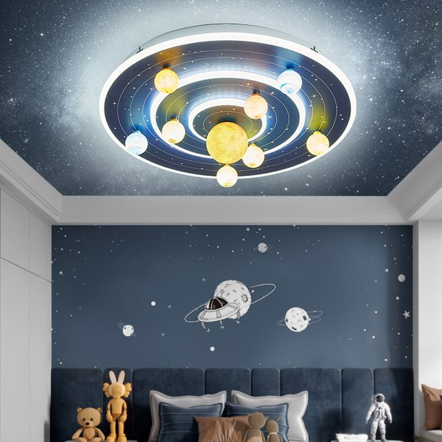 Creative Planet Deckenleuchte in Weiß mit RGB-Beleuchtung und Augenschutz für Kinderzimmer und Schlafzimmer - Bild 1