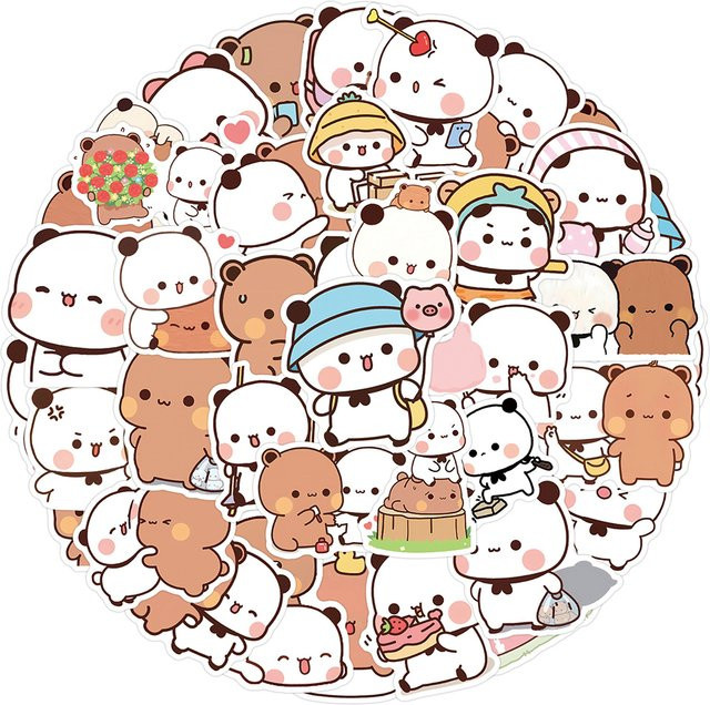 Keeppley Kawaii Bubu und Dudu Cartoon-Aufkleber, Bärenpaar Anime-Sticker, 10-teiliges Set - Bild 1