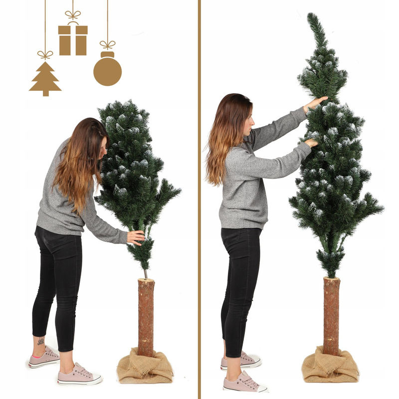 KADAX Künstlicher Weihnachtsbaum Kiefer mit Diamantkristallen und Jute auf Stamm, grün, Höhe: 180 cm - Bild 8