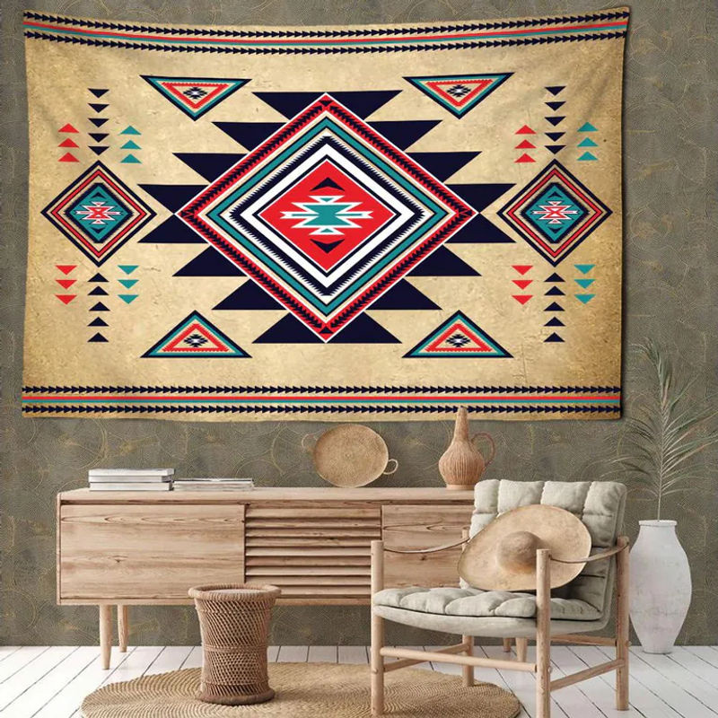Binchi Outdoor Equipment Wandbehang im Bohemian Style mit geometrischem Diamantmuster, mehrfarbig, B: 200 cm, H: 150 cm - Bild 5