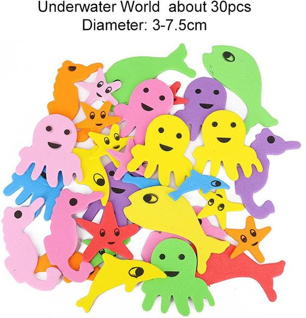 Fashnics EVA Aufkleber Spielzeug, 3D Schaum, Cartoon Tier Zahl Stern Herz Fahrzeug, Mix Farbe, Bastelaufkleber - Bild 1