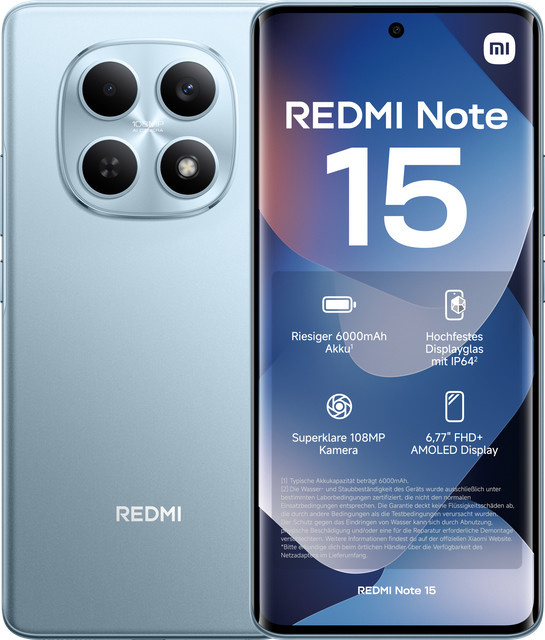 Xiaomi Redmi Note 15 4G Smartphone Glacier Blue 6GB RAM 128GB Speicher - Bild 1