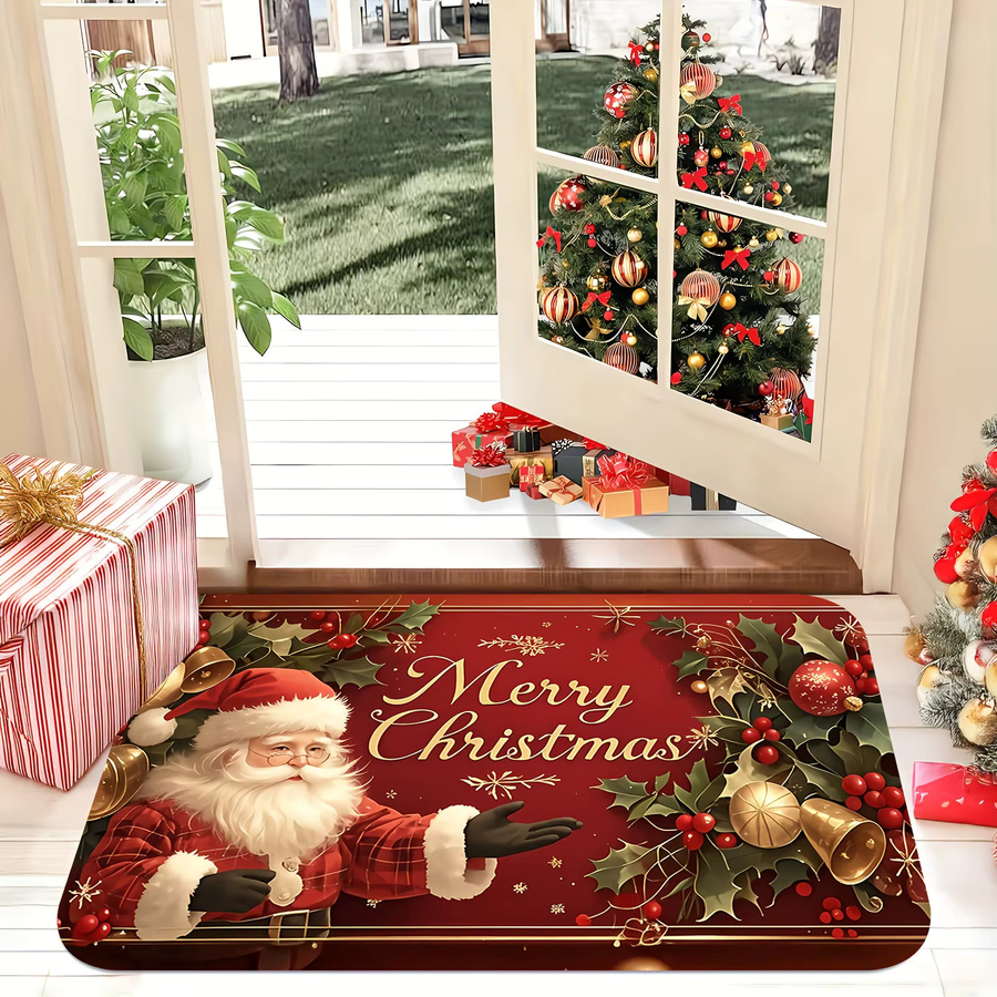 DUTRIEUX Weihnachtliche Willkommen Matte mit Santa Claus Motiv, Rot, B/T: 60 x 40 cm, Waschbar - Bild 2