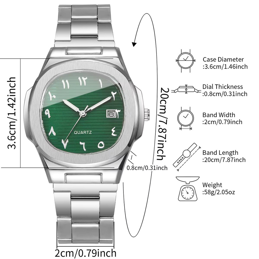 RUNERR Armbanduhr Quarz, Edelstahl, Grün, Herren, 2-teiliges Set - Bild 4