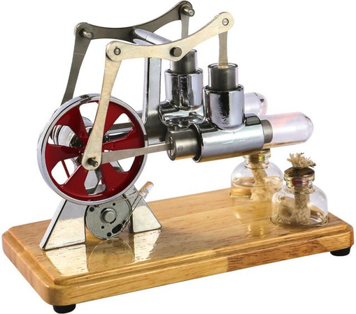 TOMTOP JMS Stirling-Motor-Kit, Heißluftmotor-Modell, mit LED-Licht, silber