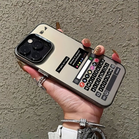 Galvanisierte TPU-Handyhülle mit kreativem Tastaturmuster für iPhone 11 bis iPhone 17 Pro Max in Schwarz