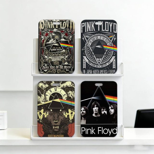 P-Pink F-Floyd Rock Band Premium-Ausweishalter mit Umhängeband in Pink und Multicolour - Bild 1