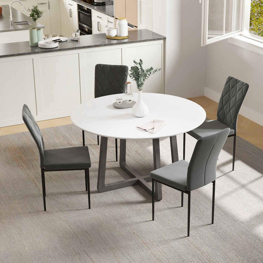 4er Set HOMCOM Esszimmerstühle in Dunkelgrau mit Samtoptik und Metallbeinen - Bild 2