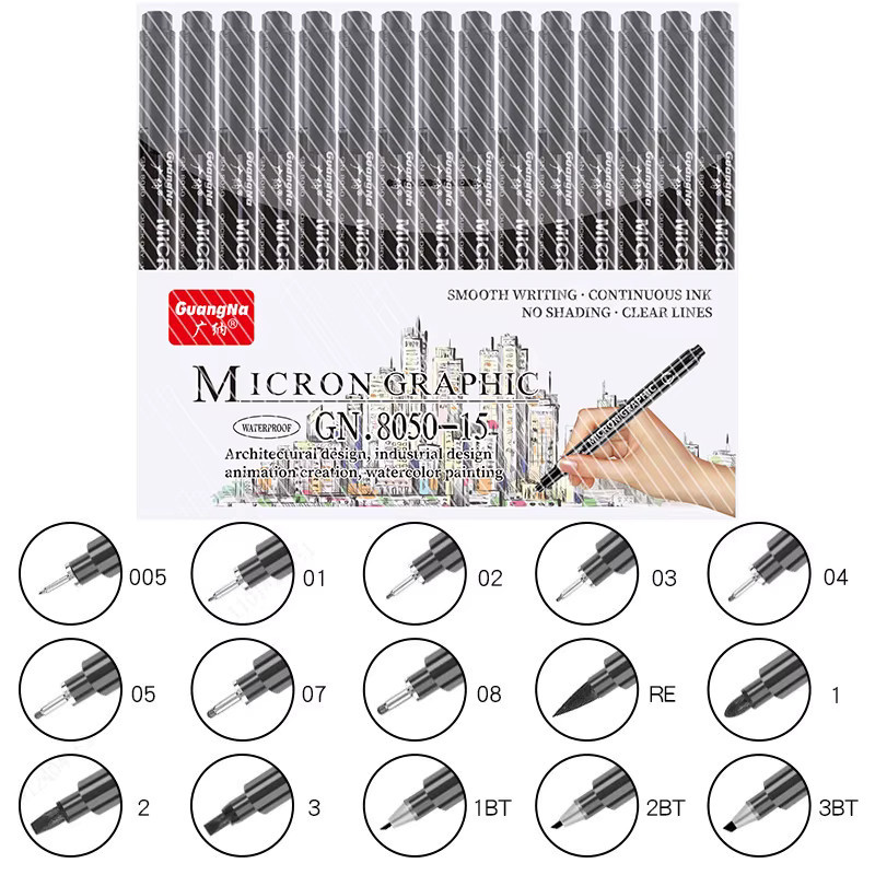 Micron Kalligraphie Marker Set, wasserfeste Fineliner in Schwarz, 6 bis 15 Teile pro Satz - Bild 6