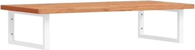 vidaXL Waschbeckenregal zur Wandmontage aus Stahl und Massivholz Buche in Weiß und Braun - Bild 1