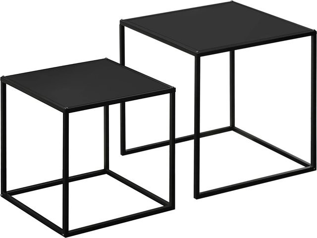 HOMCOM 2er-Set Couchtisch modern aus Stahlgestell in Schwarz matt - Bild 1