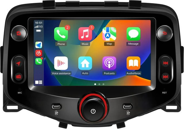Junsun Autoradio mit Bluetooth in Schwarz für Peugeot 108, Toyota Aygo und Citroen ab Baujahr 2015 bis 2021 - Bild 1