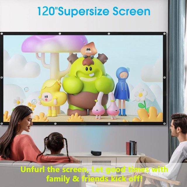 XBJ 4K UHD Projektorleinwand, tragbare und faltbare Leinwand in Weiß für Outdoor, Indoor, Office und Schule, 72-150 Zoll - Bild 1