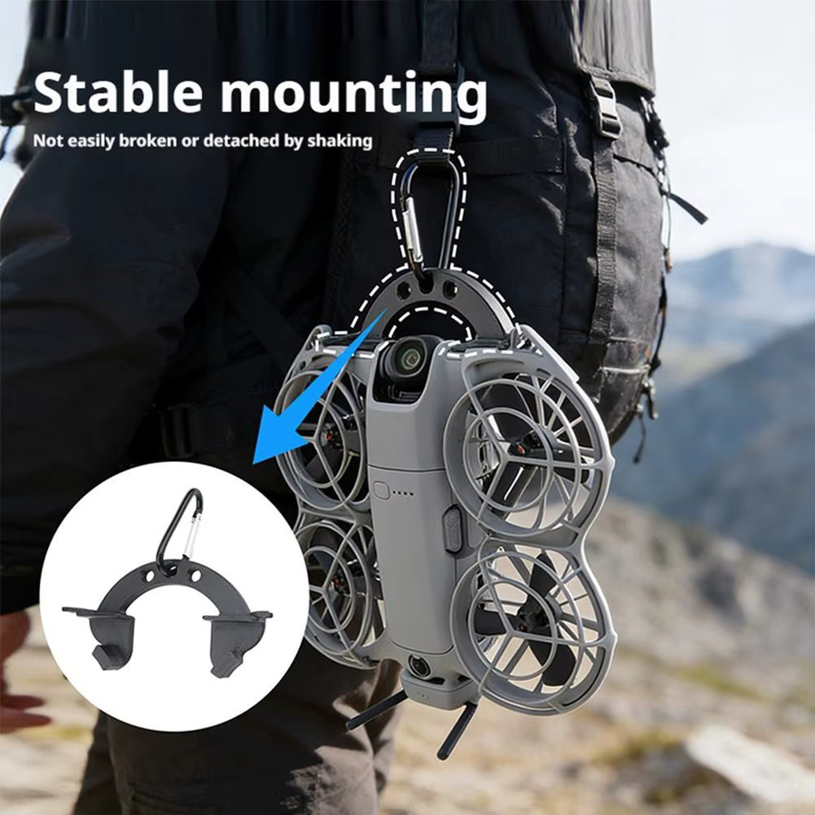 DJI NEO 2 Rucksack-Haken und Halterung mit Clip-Design für Tisch- oder Wandmontage, Schwarz - Bild 3