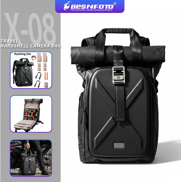 Besnfoto Wasserdichter Hartschalen-Fotografie-Rucksack für DJI-Drohnen und DSLR-Kameras in Schwarz - Bild 1