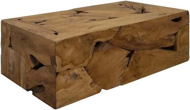 vidaXL Couchtisch aus Teakholz in Braun, rustikaler Couchtisch für dein Wohnzimmer, B/T/H: 90 x 50 x 30 cm - Bild 1