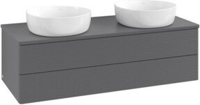 V&B Waschtischunterschrank Antao mit Frontstruktur in Anthrazit, B/T/H: 120 x 36 x 50 cm - Bild 1