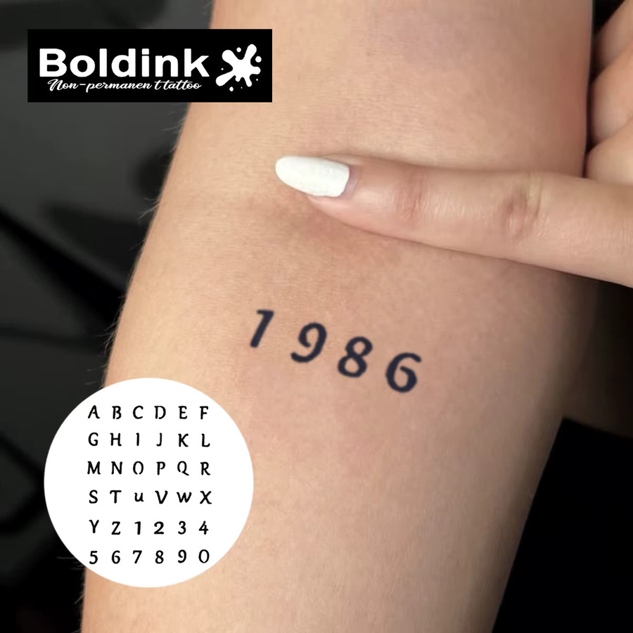 BOLDINK Tattoo-Aufkleber mit Alphabet und Zahlen - Bild 2