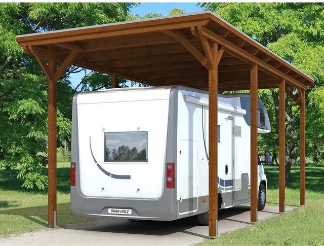Skan Holz Carport Emsland Caravan braun B/T: 404 x 846 cm - Bild 1
