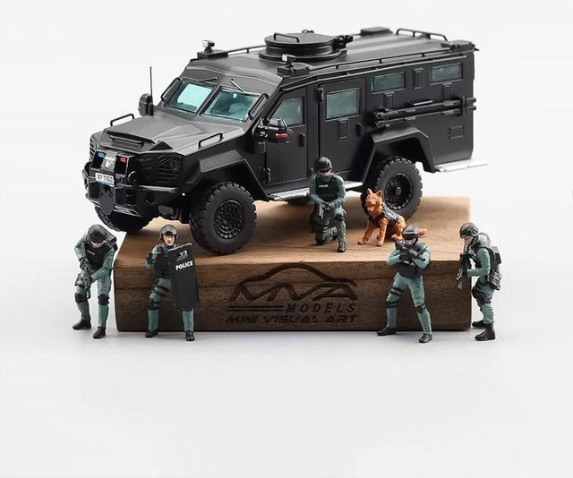In Shock Mini Visuelle Kunst Bearcat G3 Swat gepanzertes Fahrzeug, Diecast Modell, 1:64, Schwarz/Grau, ab 14 Jahren - Bild 1