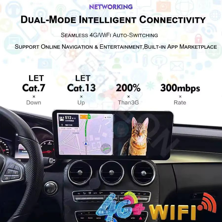 Elanmey Android Autoradio mit GPS und Carplay für Mercedes Benz C Klasse W205 und GLC X253, 14,6 Zoll, Schwarz - Bild 4