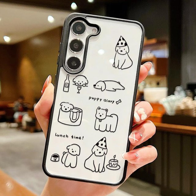 Transparente Handyhülle mit süßem Katzen-Design für Samsung Galaxy S25 S24 S23 S26 sowie A-Serie inklusive Lanyard und mattem Finish - Bild 1