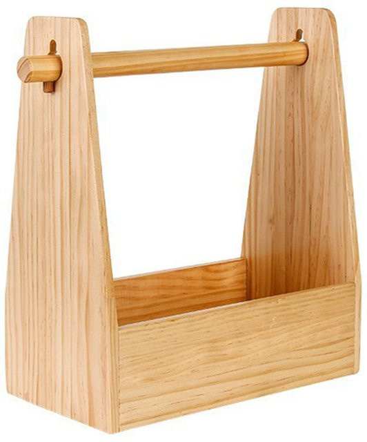 Fishine Gewürzaufbewahrungskorb aus Holz mit Griff für Outdoor, Picknick und Camping in Beige - Bild 1