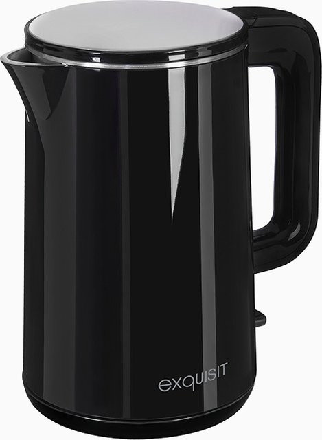 Exquisit Wasserkocher WK 6103 Schwarz mit Edelstahl und Kalkfilter, 1,5 l - Bild 1