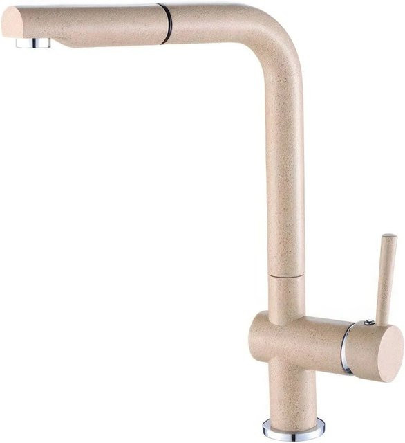 KOLMAN Küchenarmatur Küchenmischer mit ausziehbarem Brausekopf in Beige - Bild 1