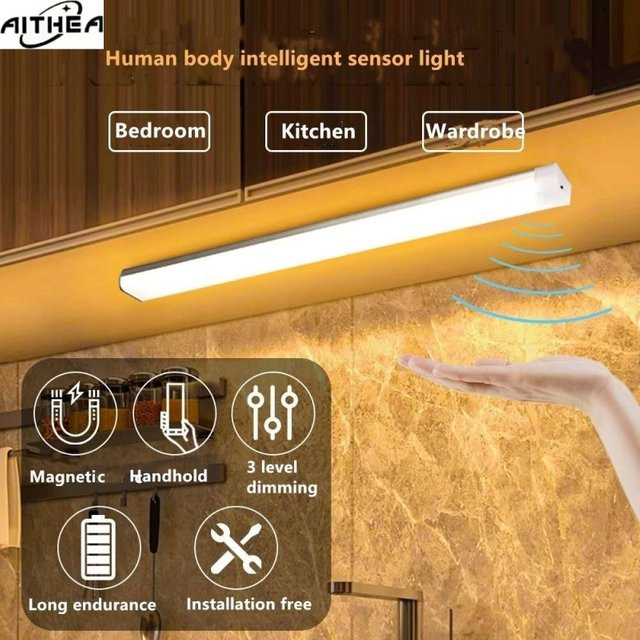 AITHEA LED Bewegungsmelder Nachtlicht mit Lichtsensor, weiß, wiederaufladbar, magnetisch - Bild 1