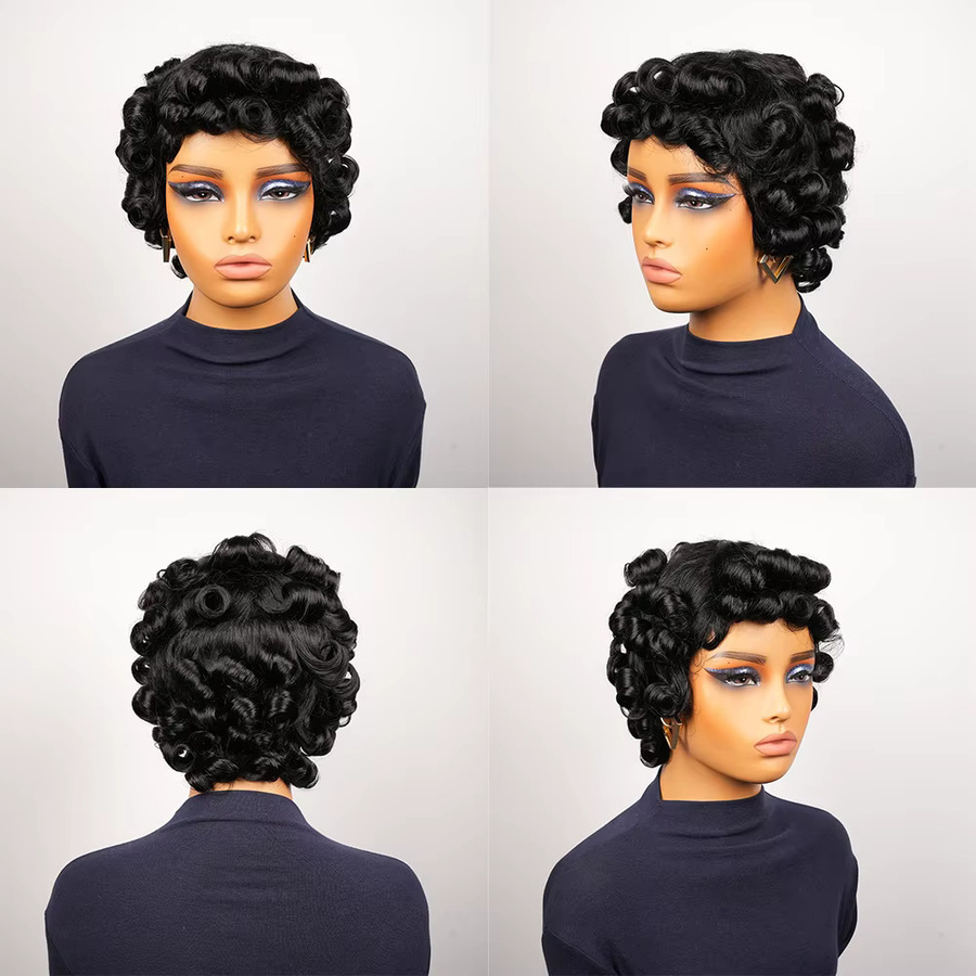 OYM HAIR Pixie-Bob-Perücke, brasilianisches Echthaar, kurz, Damen - Bild 3