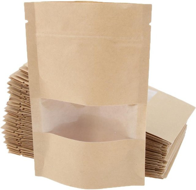 50er Set Dream Wedding Kraftpapier Beutel mit Sichtfenster und Zip-Lock, Farbe: Beige - Bild 1
